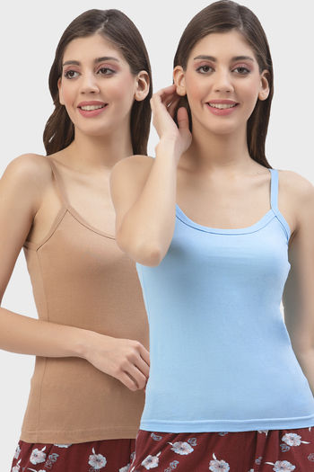 Buy Floret Cotton Camisole (Pack of 2) - Nude Sky